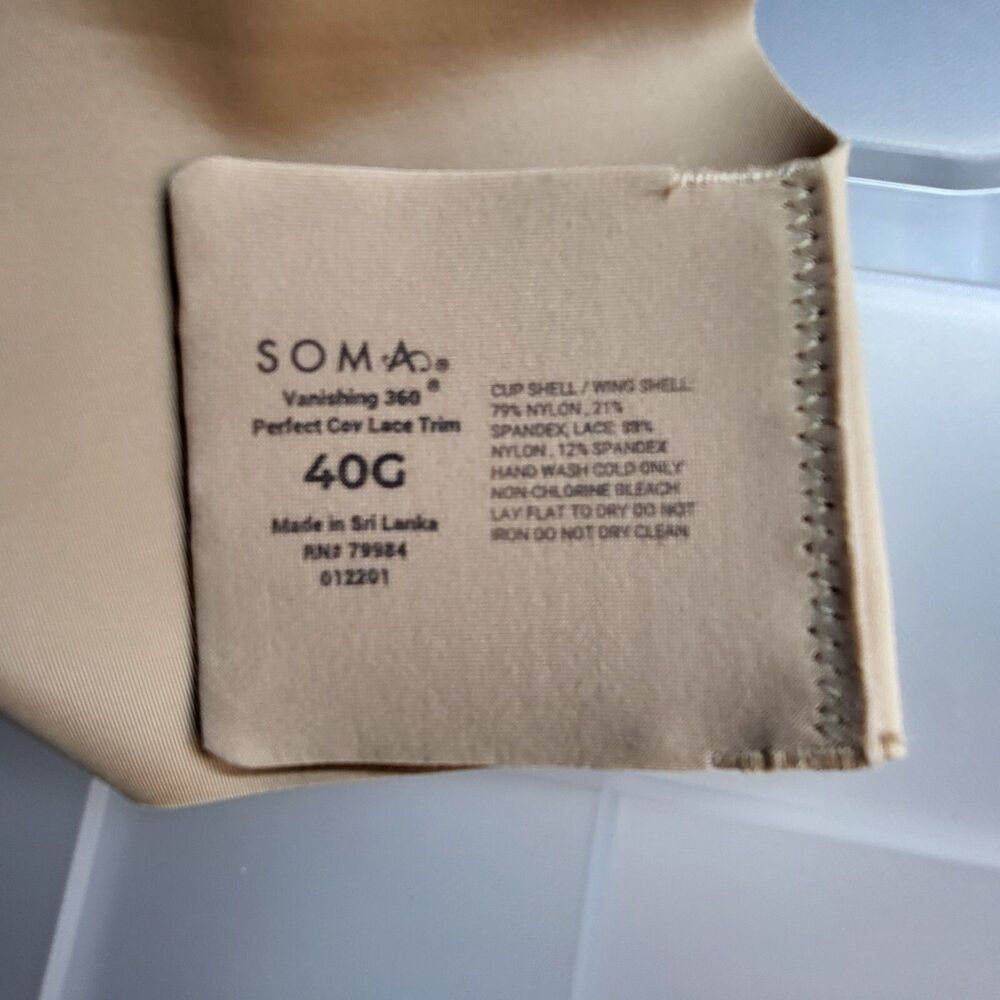 SOMA Warm Amber 40G Vanishing 360 Wireless Bra Smoothing Seamless Edge Lace Trim - Picture 3 of 6